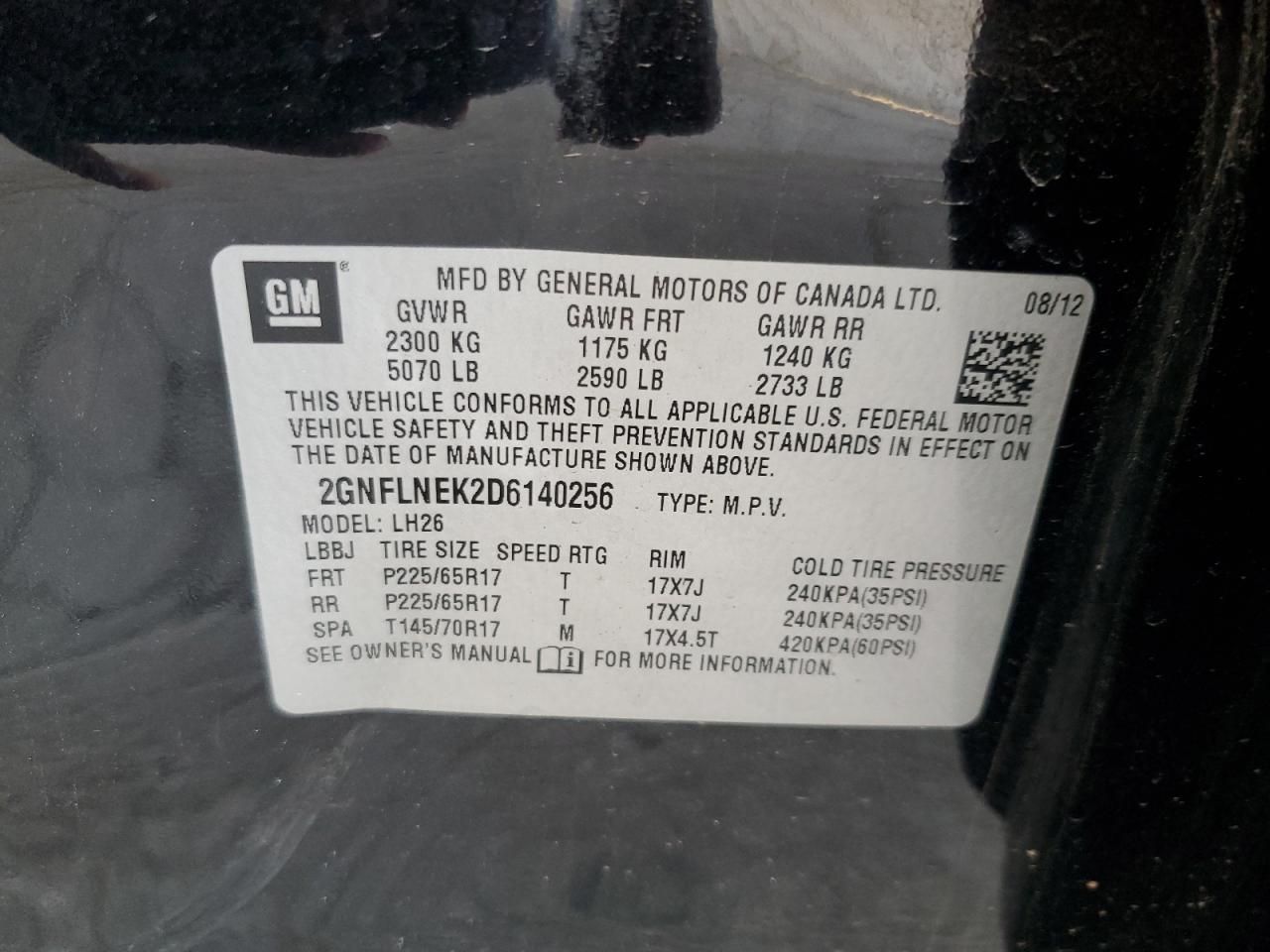 2013 Chevrolet Equinox VIN 2GNFLNEK2D6140256 Copart auction photo, all over damage thumbnail 13