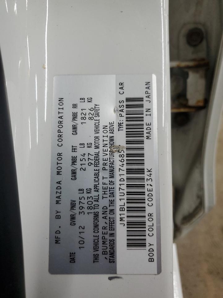 2013 Mazda 3 VIN JM1BL1U71D1746857 Copart auction photo, rear end damage thumbnail 13