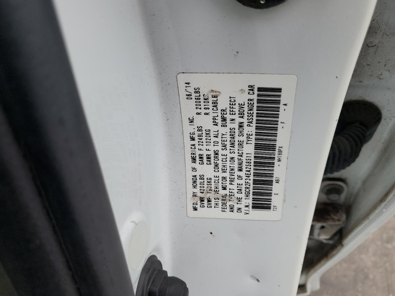 2014 Honda Accord VIN 1HGCR2F34EA258511 Copart auction photo, front end damage thumbnail 12