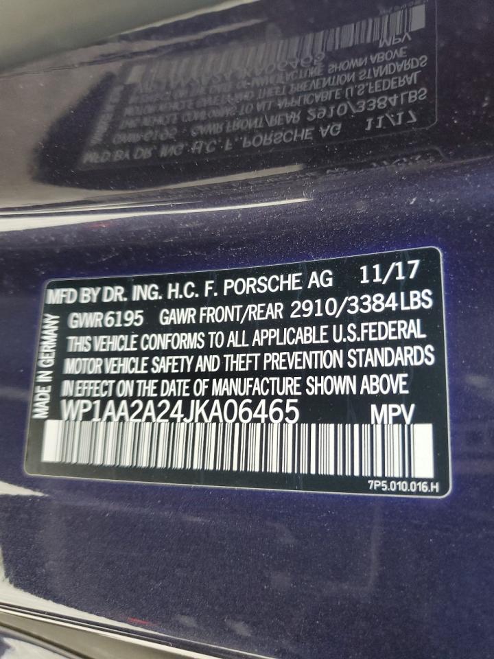 2018 Porsche Cayenne VIN WP1AA2A24JKA06465 Copart auction photo, rear end / minor dent/scratches damage thumbnail 14