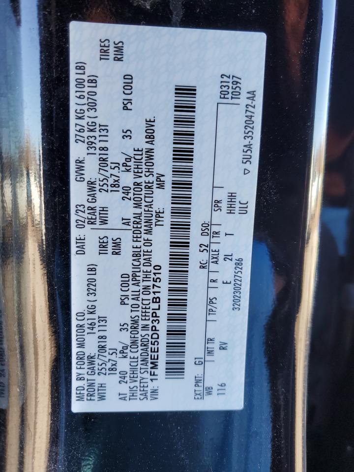 2023 Ford Bronco VIN 1FMEE5DP3PLB17510 Copart auction photo, front end / minor dent/scratches damage thumbnail 13