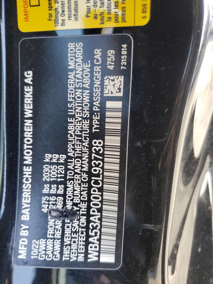 2023 BMW 4er VIN WBA53AP00PCL93738 Copart auction photo, side / front end damage thumbnail 15