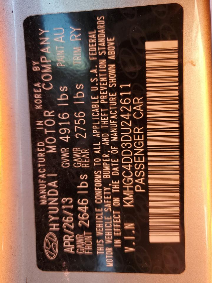 2013 Hyundai Genesis VIN KMHGC4DD3DU242611 Copart auction photo, front end damage thumbnail 12