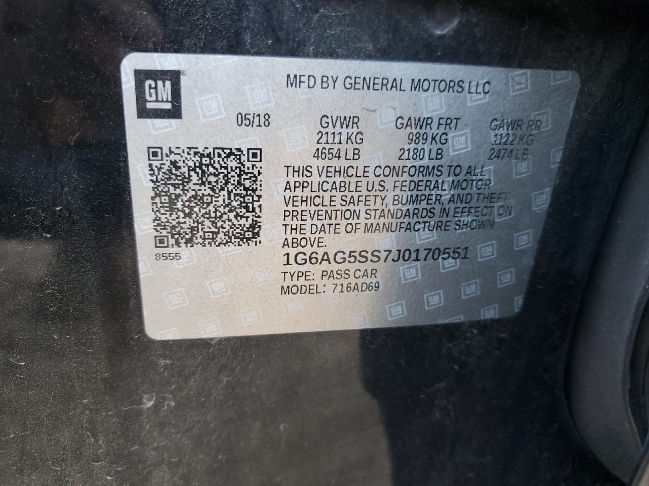 2018 Cadillac ATS VIN 1G6AG5SS7J0170551 Copart auction photo, front end damage thumbnail 12