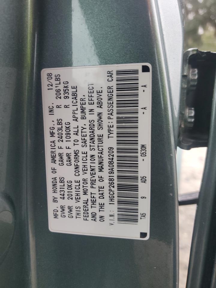 2009 Honda Accord VIN 1HGCP26819A084209 Copart auction photo, side damage thumbnail 14