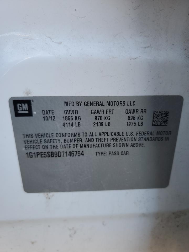 2013 Chevrolet Cruze VIN 1G1PE5SB9D7146754 Copart auction photo, front end / mechanical damage thumbnail 12