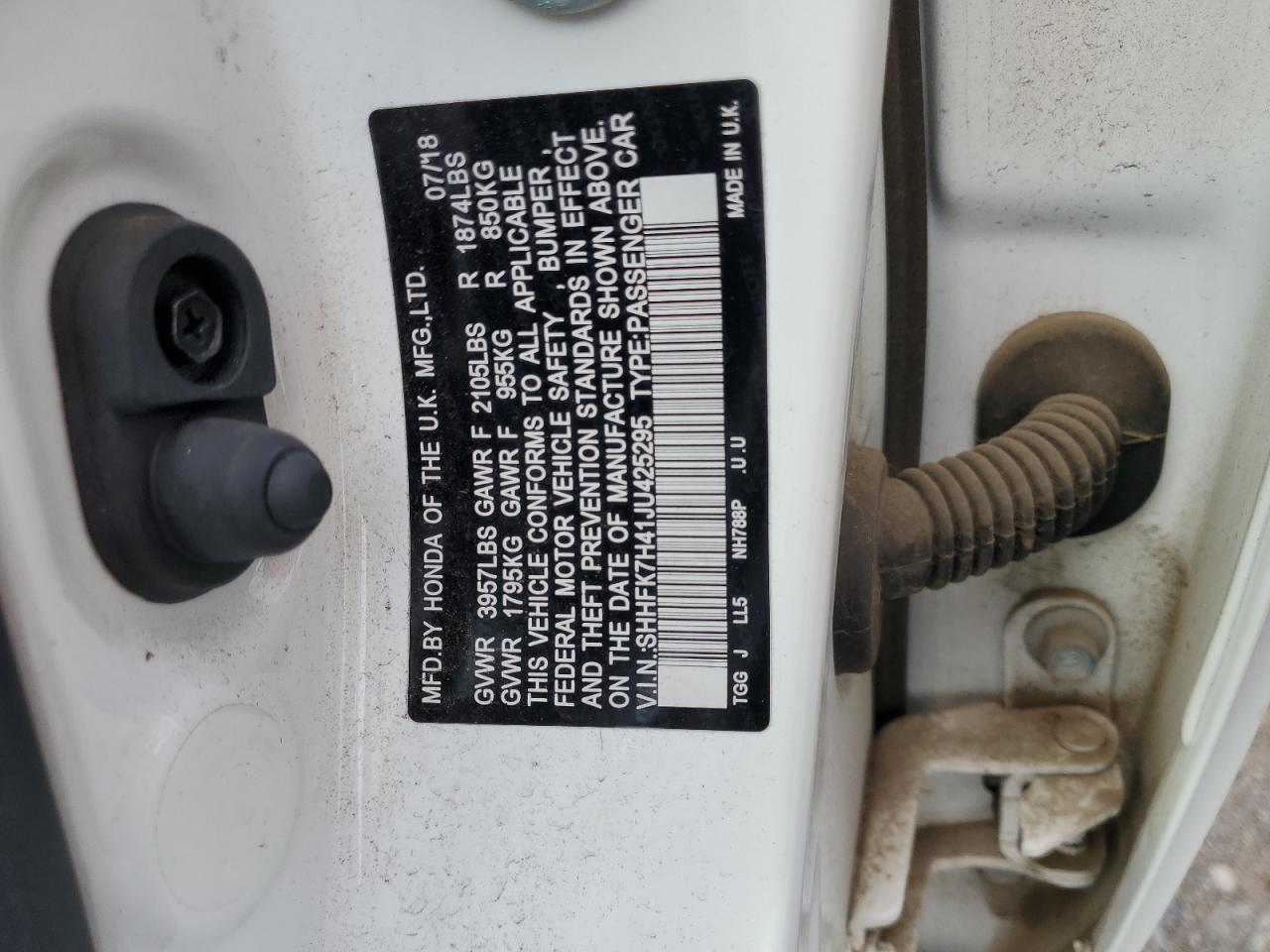 2018 Honda Civic VIN SHHFK7H41JU425295 Copart auction photo, front end damage thumbnail 13