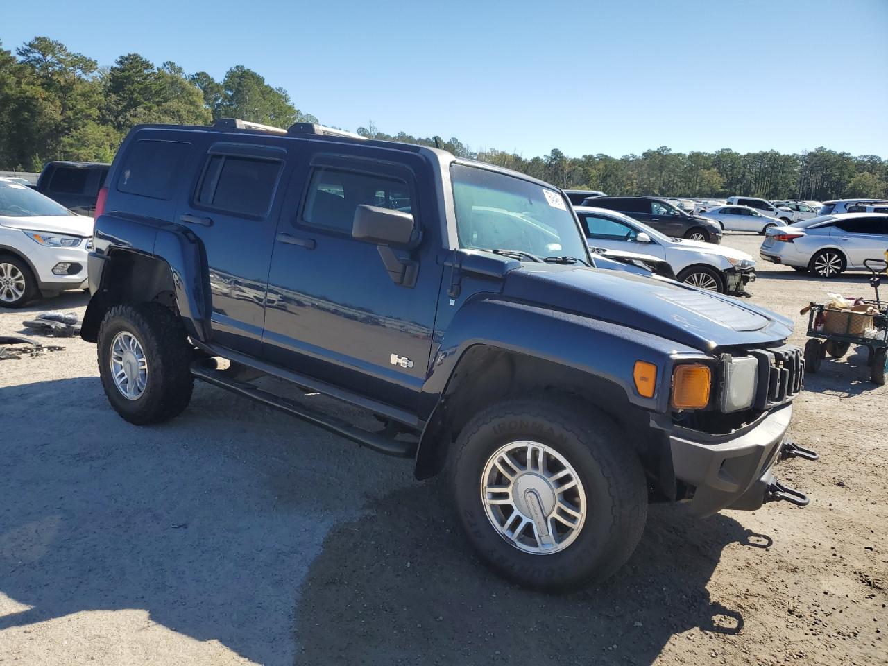 2007 Hummer H3 VIN 5GTDN13E278152219 Copart auction photo, front end / side damage thumbnail 4