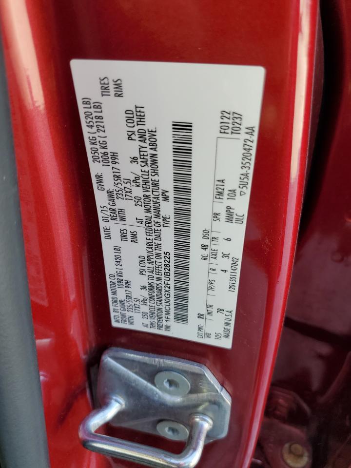 2015 Ford Escape VIN 1FMCU0GX2FUB28225 Copart auction photo, burn - engine damage thumbnail 13