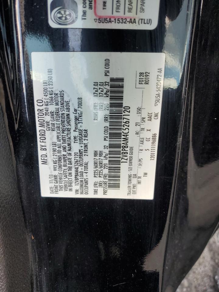 2012 Ford Mustang VIN 1ZVBP8AM4C5267120 Copart auction photo, all over damage thumbnail 12