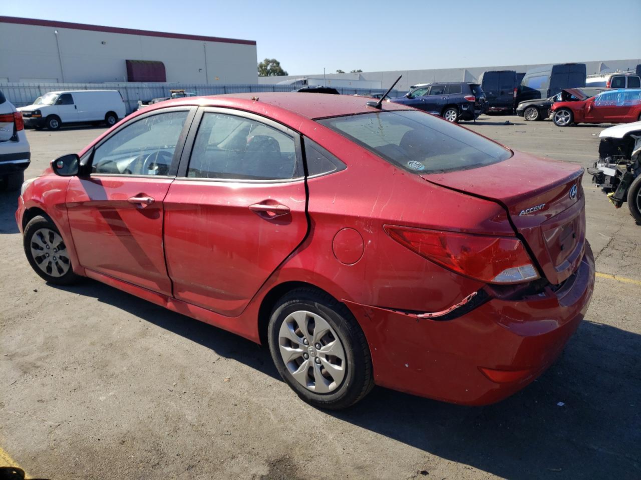 2016 Hyundai Accent VIN KMHCT4AE3GU073674 Copart auction photo, front end / rear end damage thumbnail 2