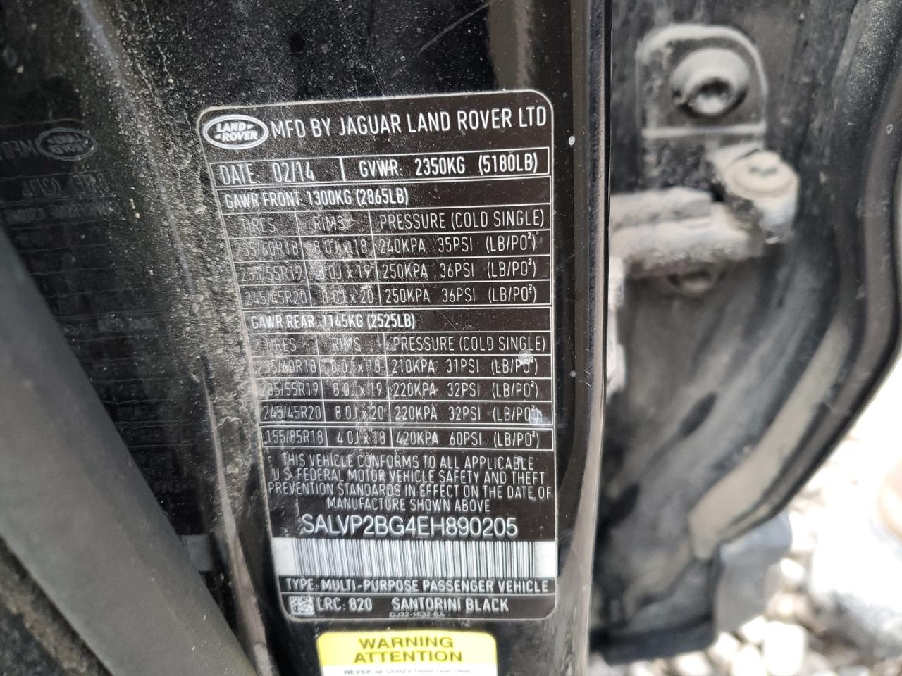 2014 Land Rover Range Rover VIN SALVP2BG4EH890205 Copart auction photo, front end damage thumbnail 12