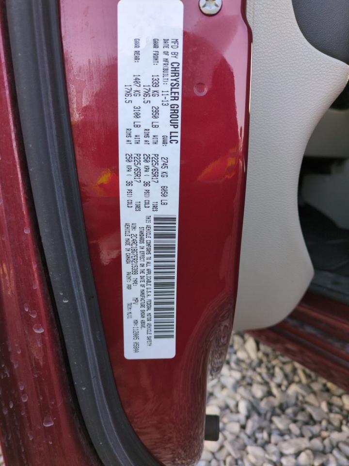 2014 Chrysler Town & Country VIN 2C4RC1BG7ER215399 Copart auction photo, rear end damage thumbnail 13
