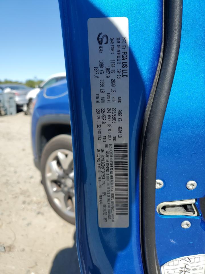 2019 Jeep Compass VIN 3C4NJDCB0KT647933 Copart auction photo, water/flood / top/roof damage thumbnail 13