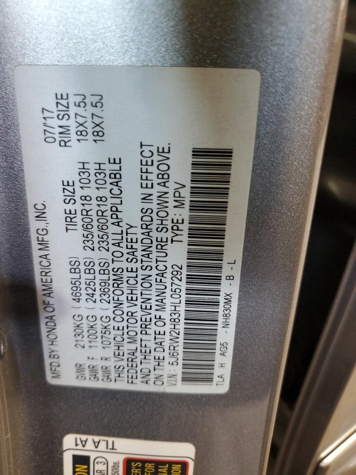 2017 Honda CR-V VIN 5J6RW2H83HL057292 Copart auction photo, front end damage thumbnail 13