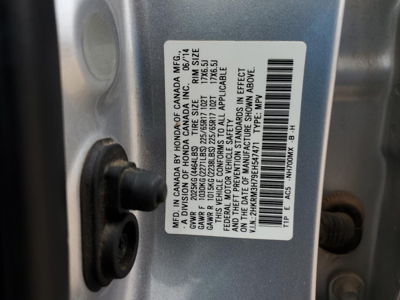 2014 Honda CR-V VIN 2HKRM3H79EH547471 Copart auction photo, front end / minor dent/scratches damage thumbnail 13