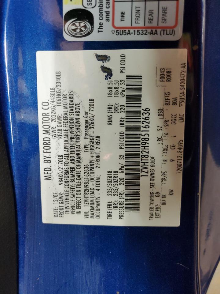 2008 Ford Mustang VIN 1ZVHT82H985162636 Copart auction photo, front end damage thumbnail 15