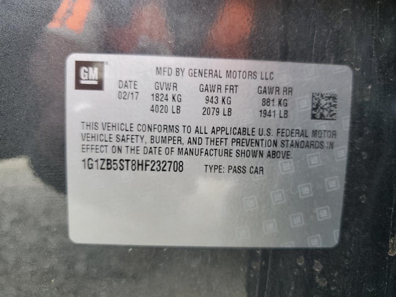 2017 Chevrolet Malibu VIN 1G1ZB5ST8HF232708 Copart auction photo, all over damage thumbnail 13