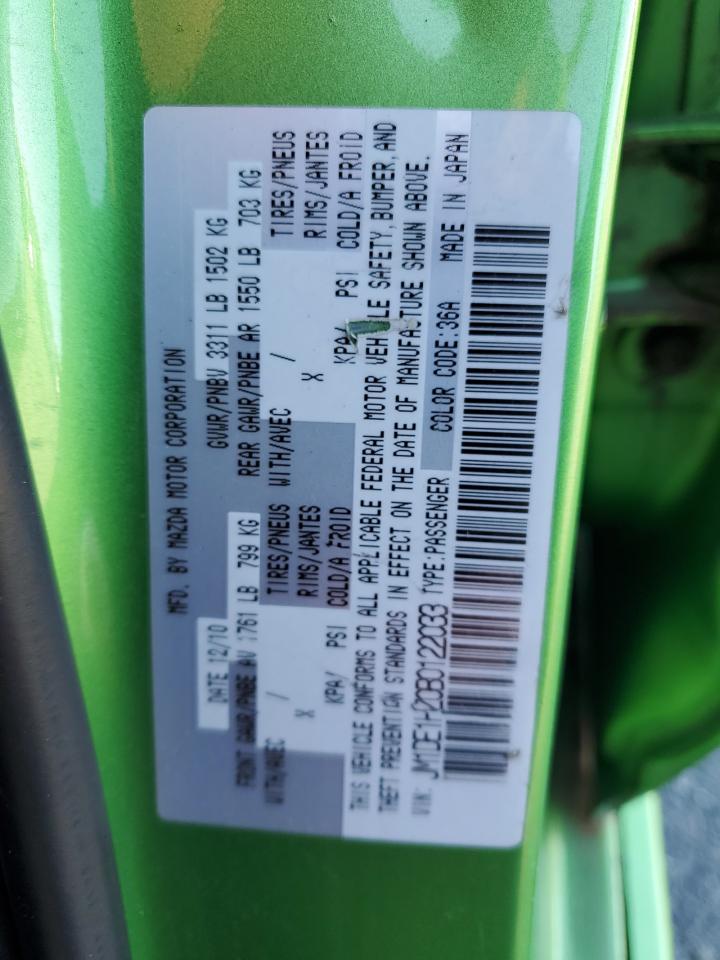 2011 Mazda 2 VIN JM1DE1HZ0B0122033 Copart auction photo, front end / minor dent/scratches damage thumbnail 12