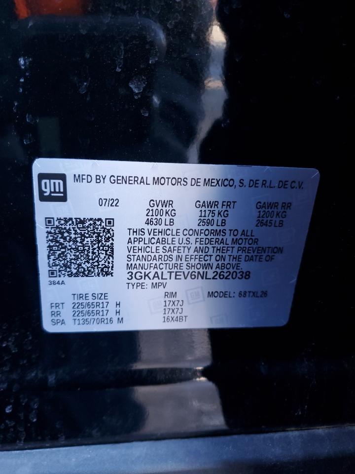 2022 GMC Terrain VIN 3GKALTEV6NL262038 Copart auction photo, front end / side damage thumbnail 13