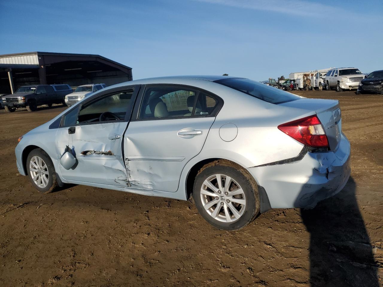 2012 Honda Civic VIN 2HGFB2F94CH507684 Copart auction photo, side / rear end damage thumbnail 2