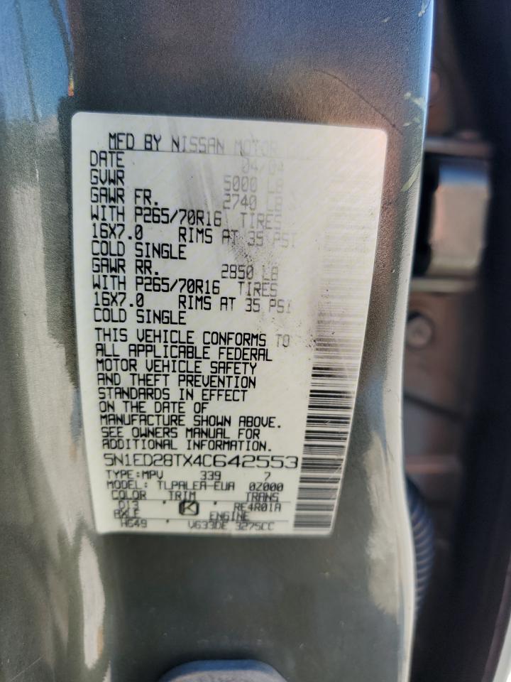 2004 Nissan XTerra VIN 5N1ED28TX4C642553 Copart auction photo, side / minor dent/scratches damage thumbnail 13