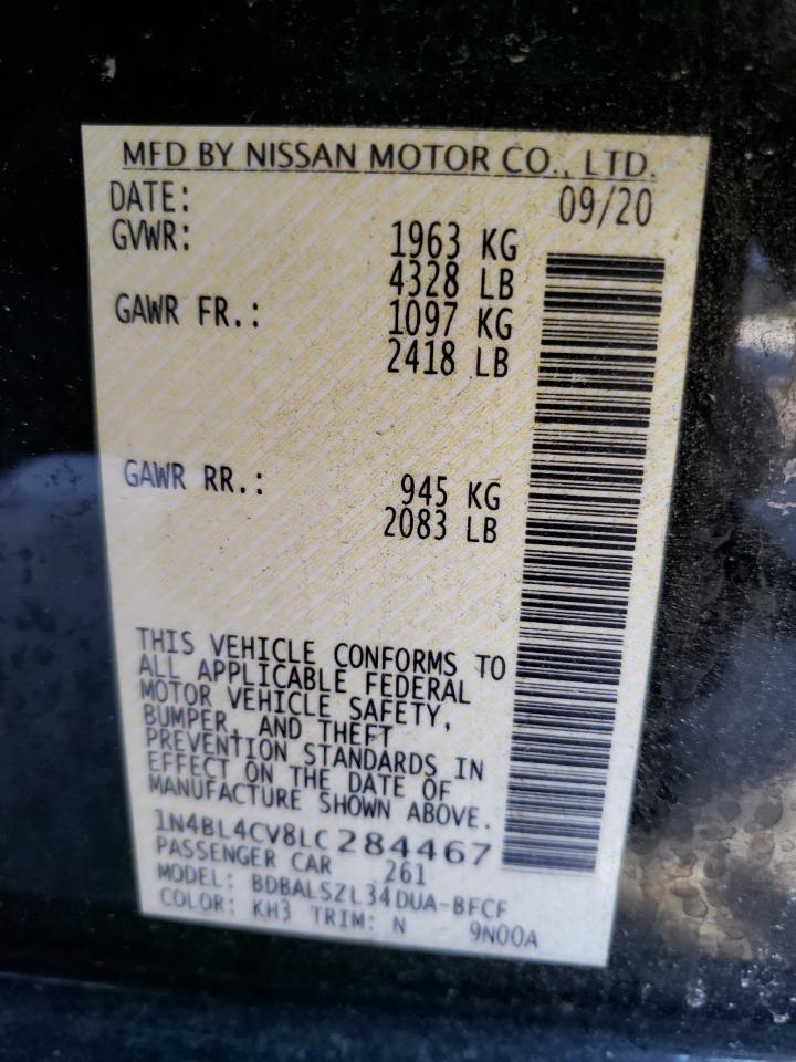 2020 Nissan Altima VIN 1N4BL4CV8LC284467 Copart auction photo, front end / minor dent/scratches damage thumbnail 14