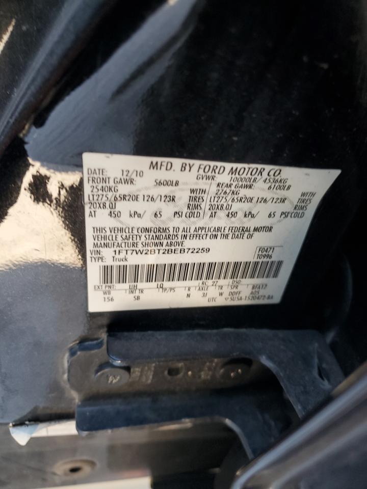 2011 Ford F250 VIN 1FT7W2BT2BEB72259 Copart auction photo, front end / side damage thumbnail 14