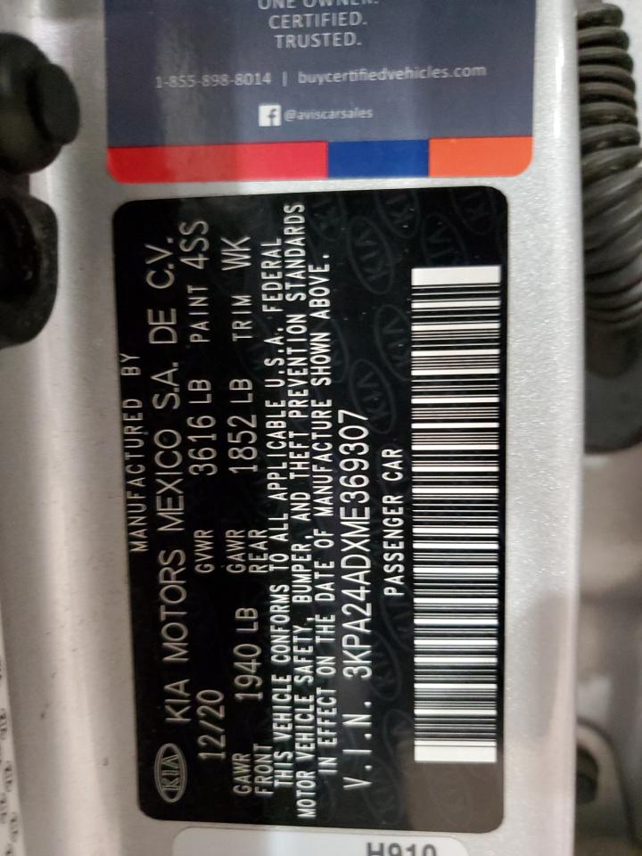 2021 KIA Rio VIN 3KPA24ADXME369307 Copart auction photo, side / minor dent/scratches damage thumbnail 14