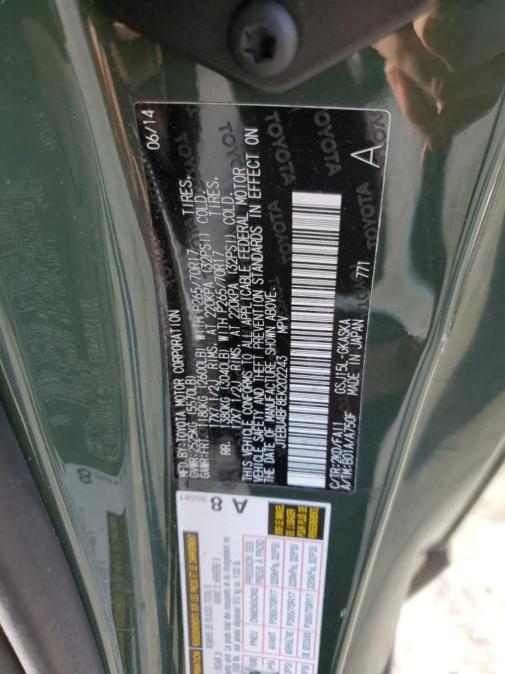 2014 Toyota FJ Cruiser VIN JTEBU4BF8EK202243 Copart auction photo, front end / side damage thumbnail 15