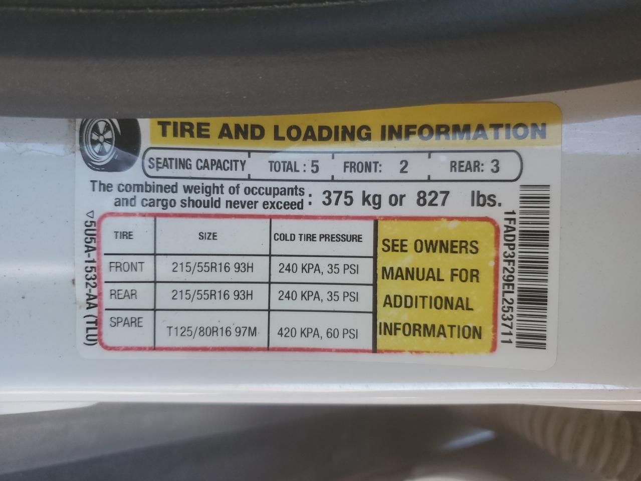 2014 Ford Focus VIN 1FADP3F29EL253711 Copart auction photo, front end / minor dent/scratches damage thumbnail 12