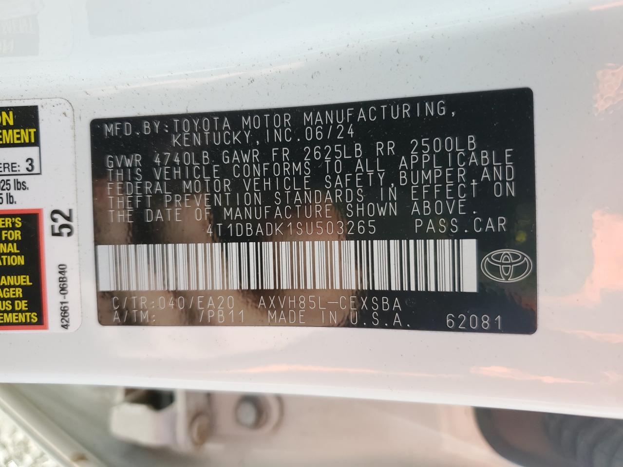 2025 Toyota Camry VIN 4T1DBADK1SU503265 Copart auction photo, front end damage thumbnail 12