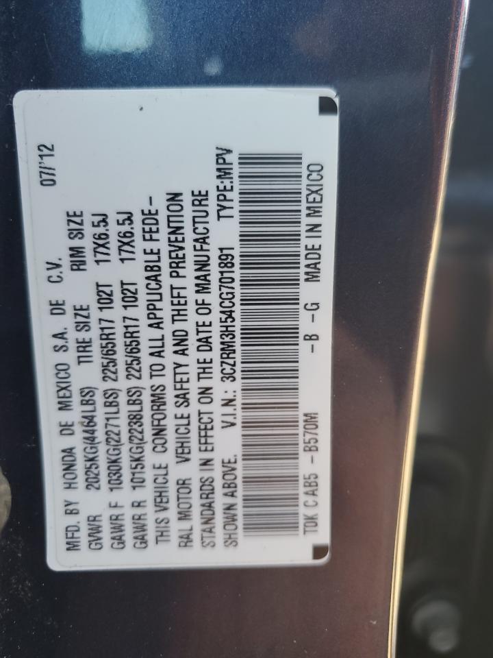 2012 Honda CR-V VIN 3CZRM3H54CG701891 Copart auction photo, front end damage thumbnail 15