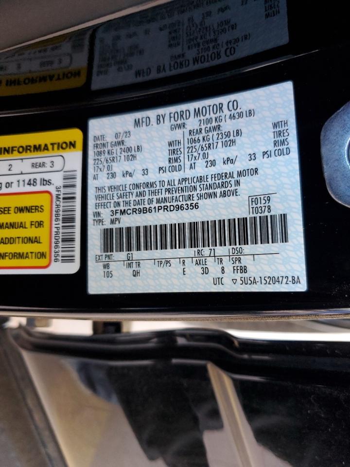 2023 Ford Bronco VIN 3FMCR9B61PRD96356 Copart auction photo, front end / side damage thumbnail 15