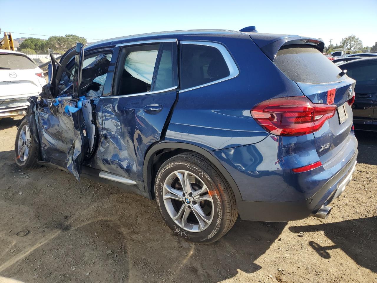 2021 BMW X3 VIN 5UXTY5C0XM9F95652 Copart auction photo, all over damage thumbnail 2