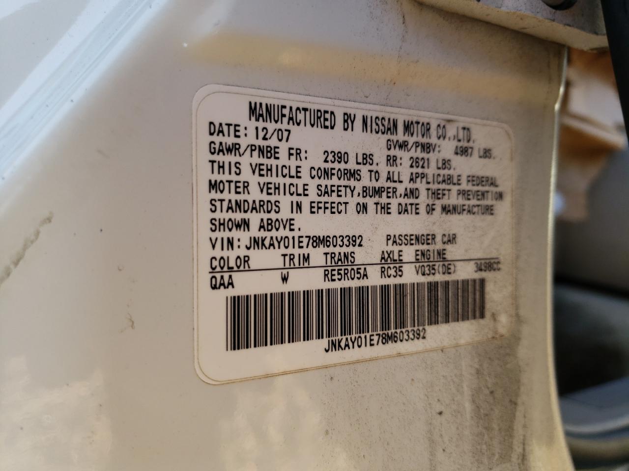 2008 Infiniti M VIN JNKAY01E78M603392 Copart auction photo, front end / undercarriage damage thumbnail 14
