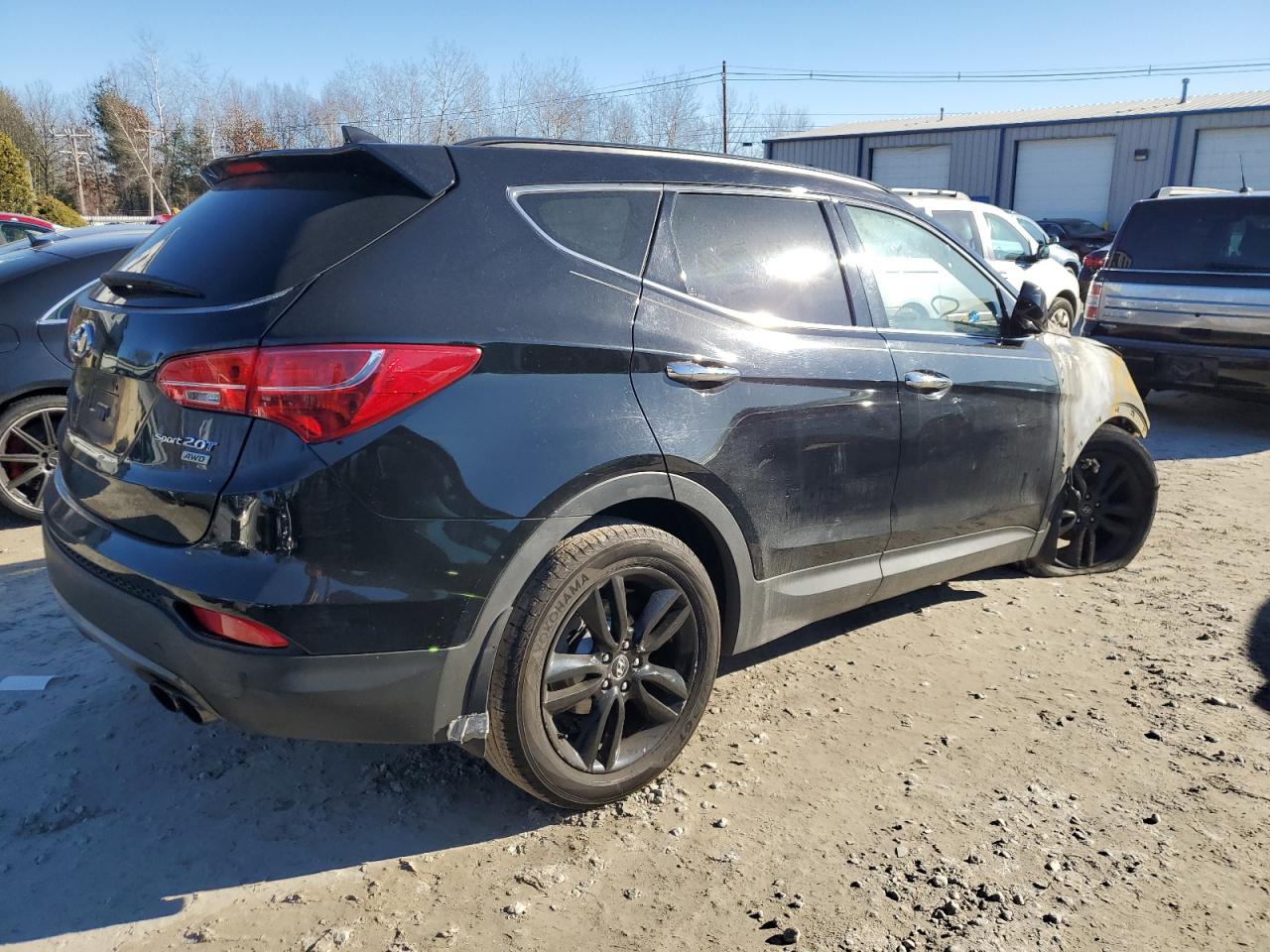 2013 Hyundai Santa Fe VIN 5XYZUDLAXDG020604 Copart auction photo, burn damage thumbnail 3