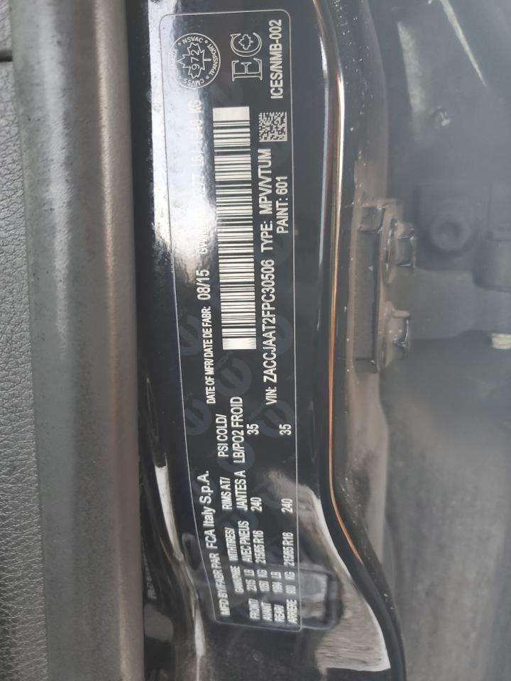 2015 Jeep Renegade VIN ZACCJAAT2FPC30506 Copart auction photo, front end / side damage thumbnail 13