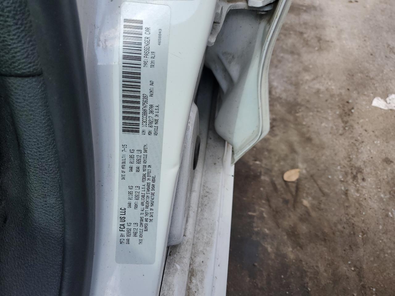 2015 Chrysler 200 VIN 1C3CCCBB0FN756397 Copart auction photo, burn / rear end damage thumbnail 12