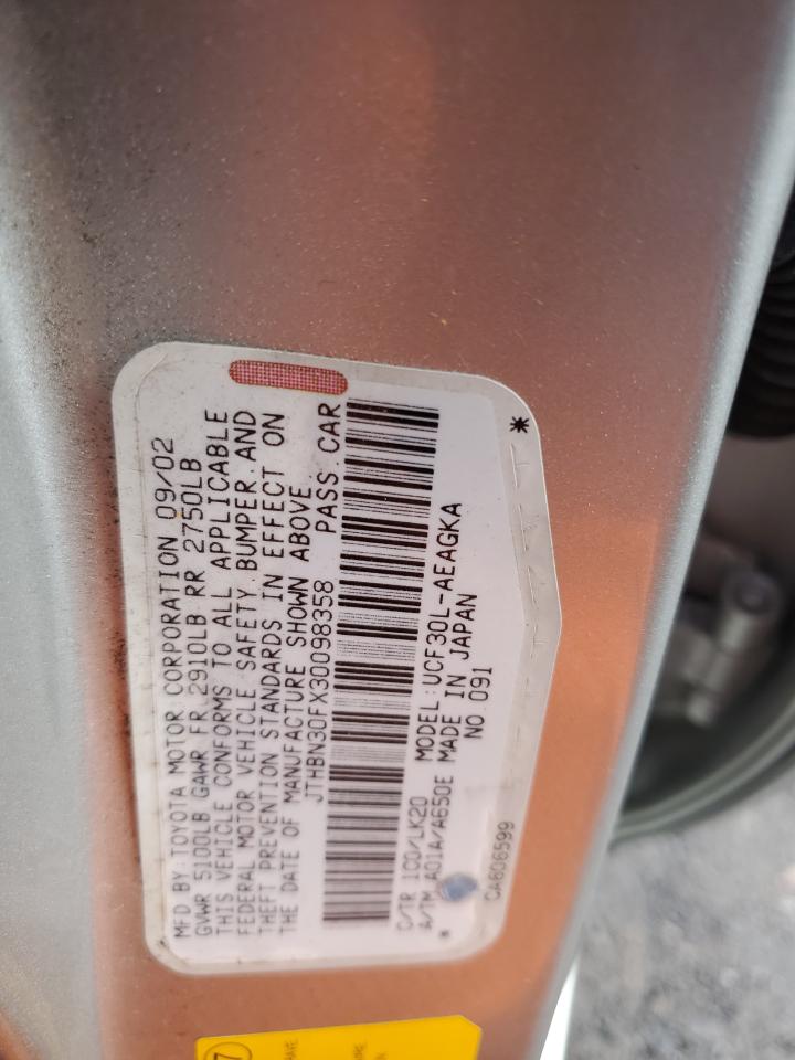 2003 Lexus LS VIN JTHBN30FX30098358 Copart auction photo, front end / minor dent/scratches damage thumbnail 12