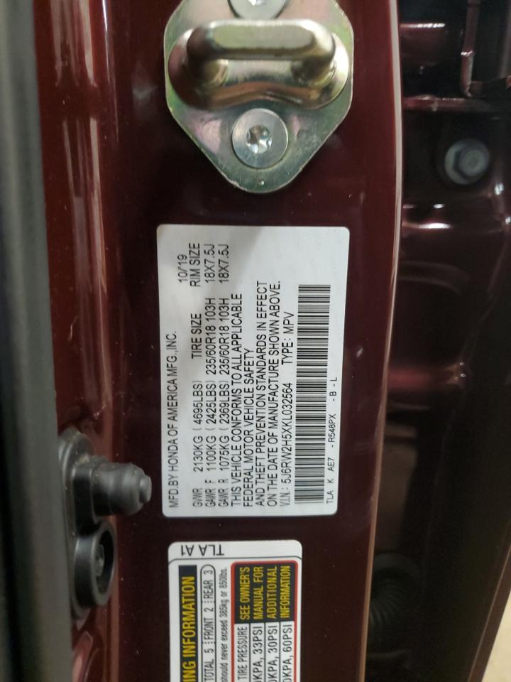 2019 Honda CR-V VIN 5J6RW2H5XKL032564 Copart auction photo, front end damage thumbnail 16