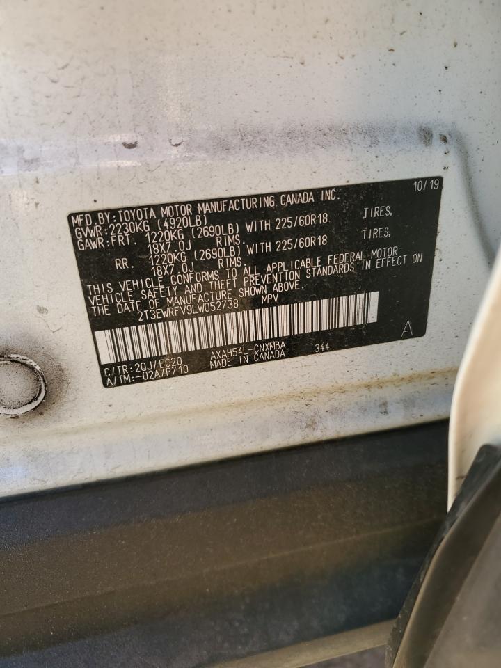 2020 Toyota RAV 4 VIN 2T3EWRFV9LW052738 Copart auction photo, front end damage thumbnail 15