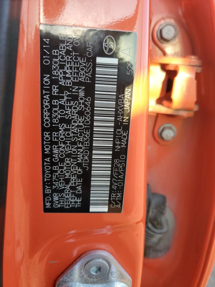 2014 Toyota Prius VIN JTDKDTB36E1060646 Copart auction photo, front end / minor dent/scratches damage thumbnail 12