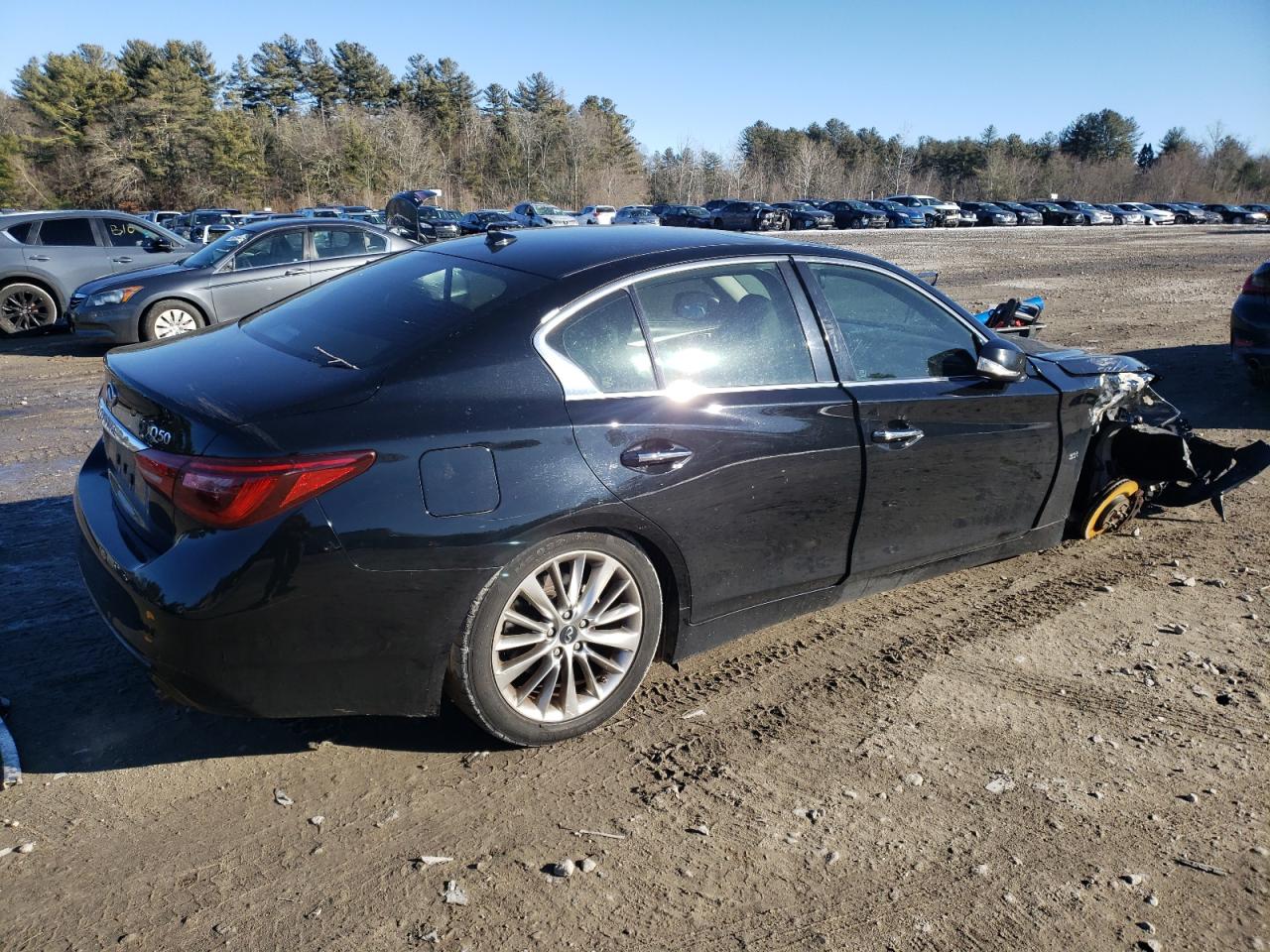 2018 Infiniti Q50 VIN JN1EV7ARXJM435585 Copart auction photo, front end / undercarriage damage thumbnail 3