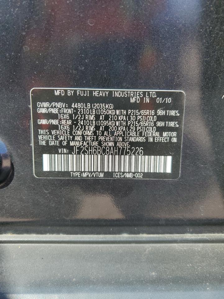 2010 Subaru Forester VIN JF2SH6BC8AH775226 Copart auction photo, front end damage thumbnail 12