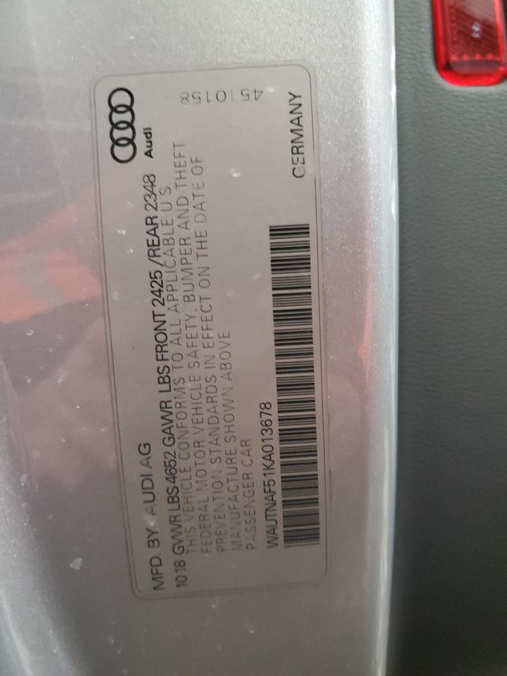2019 Audi A5 VIN WAUTNAF51KA013678 Copart auction photo, side / rear end damage thumbnail 12