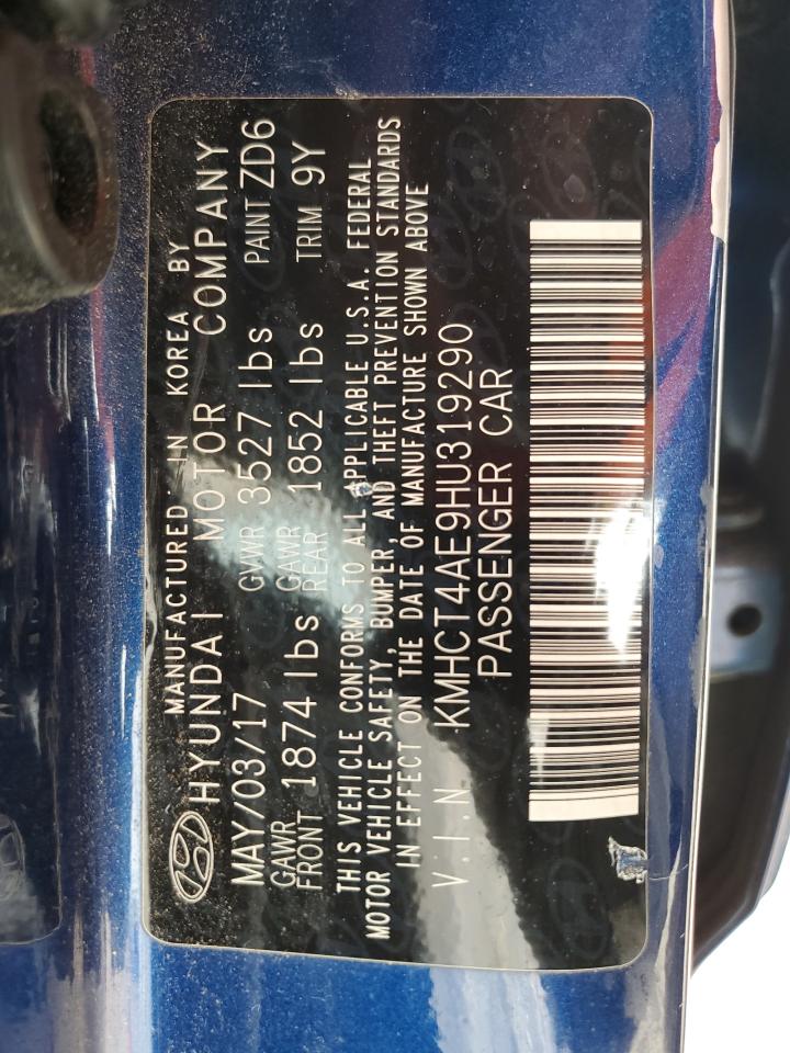 2017 Hyundai Accent VIN KMHCT4AE9HU319290 Copart auction photo, all over / frame damage damage thumbnail 13