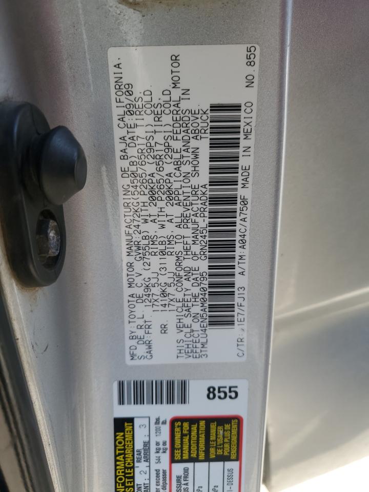 2010 Toyota Tacoma VIN 3TMLU4EN5AM040795 Copart auction photo, rear end damage thumbnail 12