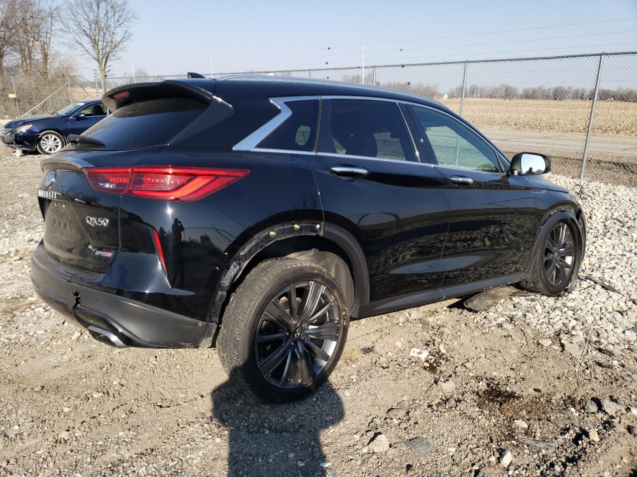 2020 Infiniti QX50 VIN 3PCAJ5M36LF111922 Copart auction photo, front end / side damage thumbnail 3