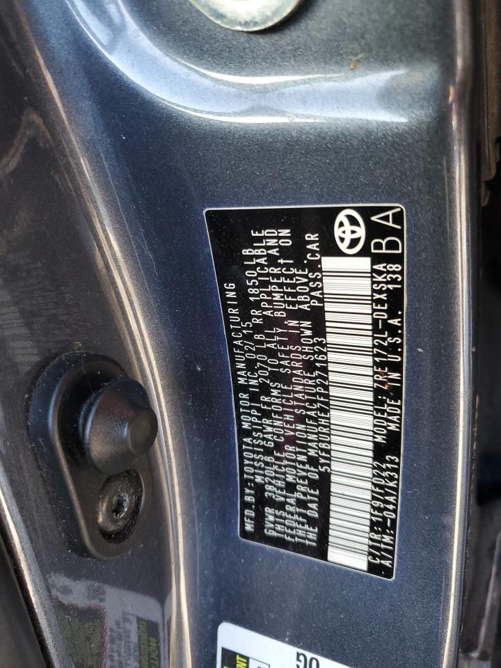 2015 Toyota Corolla VIN 5YFBURHE7FP271623 Copart auction photo, all over damage thumbnail 13
